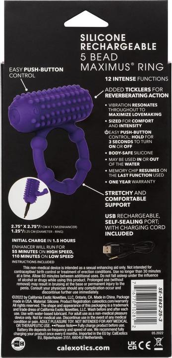 Productafbeelding CalExotics Silicone Oplaadbare 5-kraal Maximus® Ring (6.99 cm)