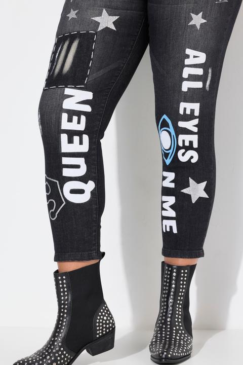 Actual product image Angel of Style Faded Look 5-Pocket Jeans with Stylish Prints (44)