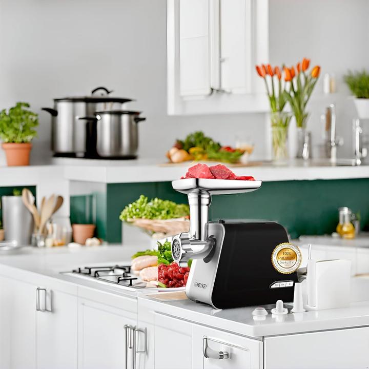 Actual product image Nictemaw Electric Meat Grinder with Sausage Stuffer, 2000W, 3 Plates, Reverse Function