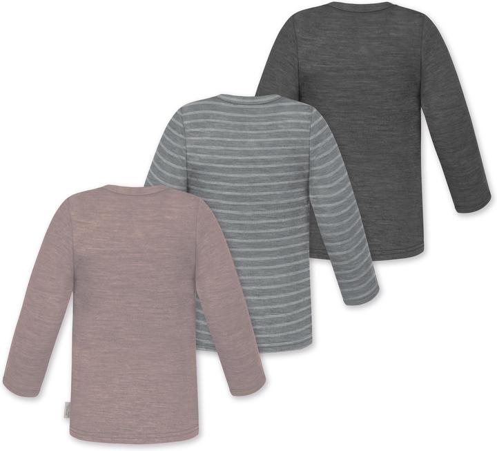 Produktbild Normani 3er Pack Baby Merino Longsleeve „Taupo" - 9475 (74, 80)