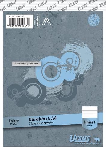 Image du produit Ursus Bloc bureautique avec couverture A6 ligné 50feuilles (A6, À rayures)