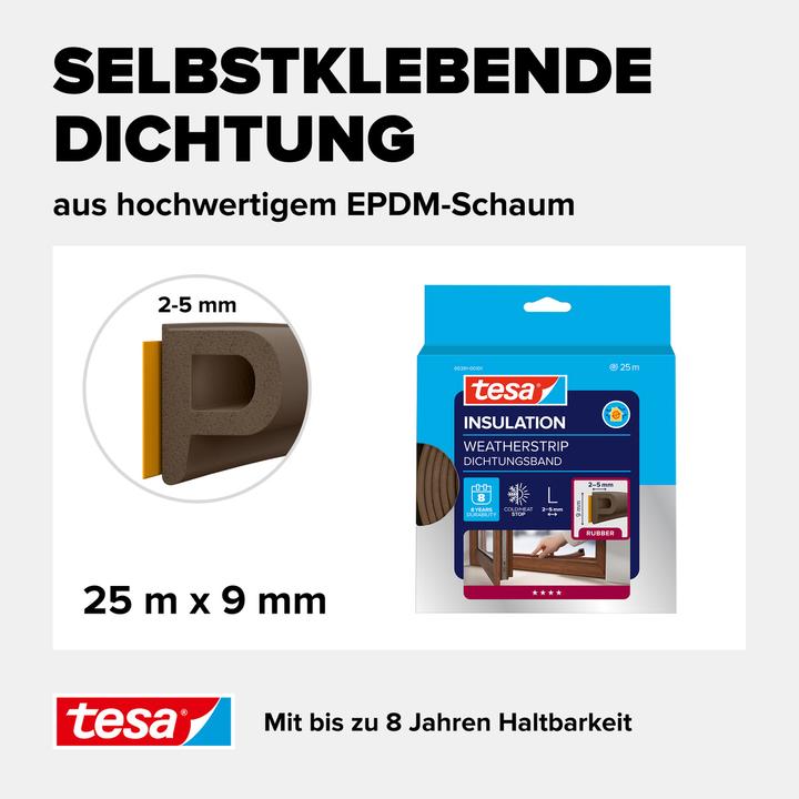 Actual product image tesa P-profile rubber seal (0.30 kg, Brown)