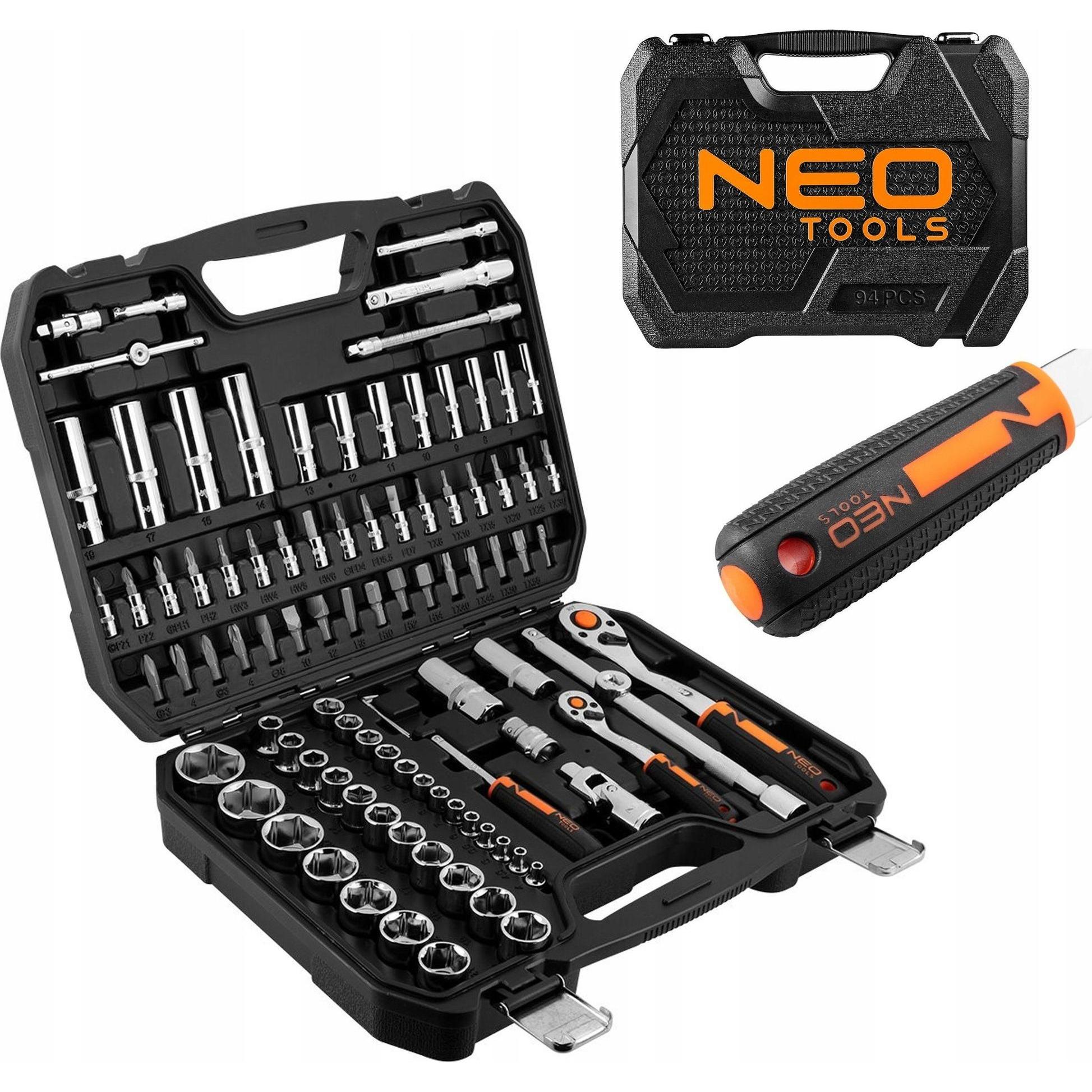 Neo, Chiave a bussola + esagonale, Zestaw narzędzi 10-062 94 el. (10-062) (1/4", 1/2")