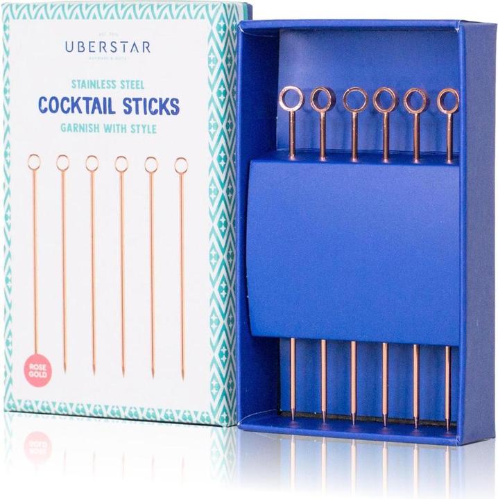 Actual product image Uberstar Cocktail stirrers set of 6 rose gold (Bar spoons + Cocktail stirrers)