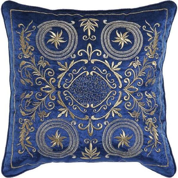 DKD Home Decor, Dekokissen, Kissen 8424001850341 Blau Gold 45 x 10 x 45 cm (45 x 10 x 45 cm)
