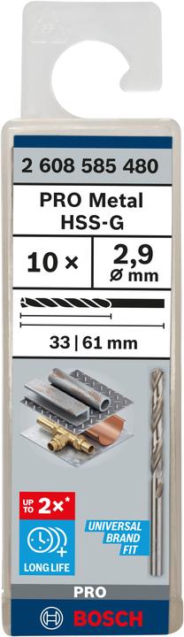 Actual product image Bosch Professional Zubehör PRO Metal HSS-G twist drill, 2.9 x 33 x 61 mm (2.9 mm)