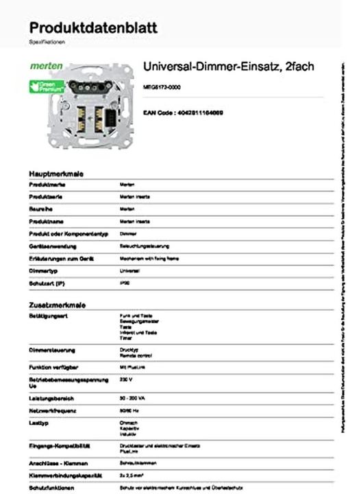 Image du produit Merten Insert de variateur universel