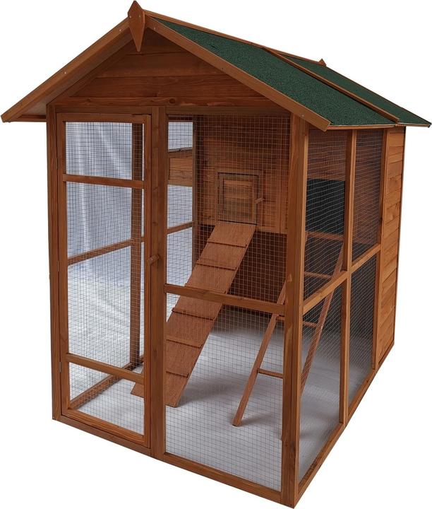 HTI-Living Grosses Hühnerhaus mit Freilaufgehege für 6 - 8 Hühner