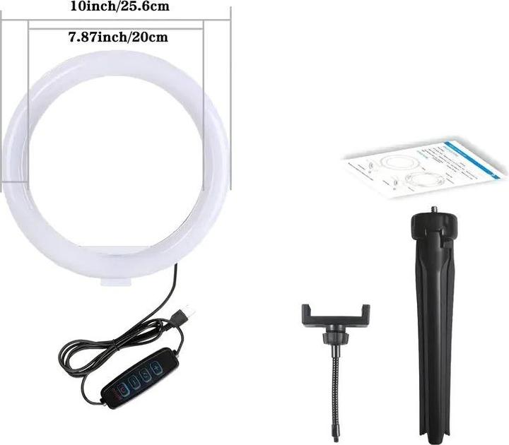 Produktbild Cbx 10" LED-Ringlicht-Kit mit Stativständer und 3 Lichtmodi (Ringleuchte)