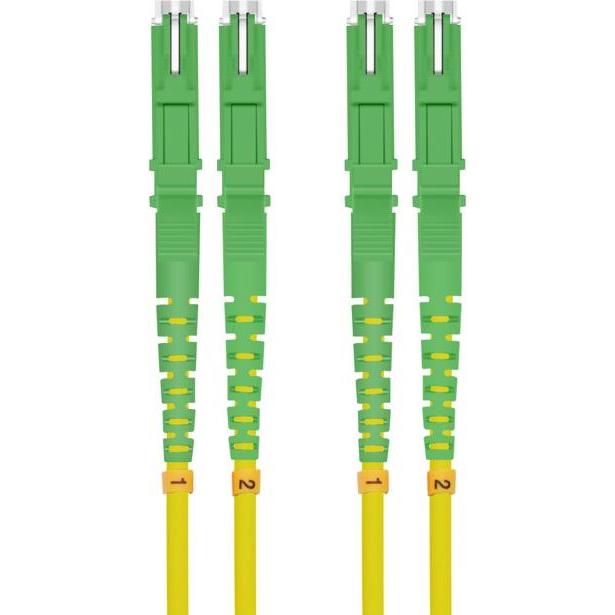 Thumbnail - Helos fiber optic cable E2000 APC / E2000 APC (LSH) duplex 9/125 OSm OS2 yellow 1.0 m (UTP, CAT6, 1 m), Netzwerkkabel