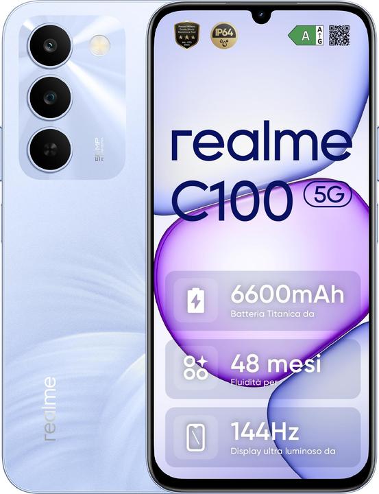 Productafbeelding realme C100 5G 128GB Lila (128 GB, Lila, Paars, 6.80", Dubbele SIM, 5G)