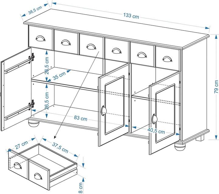 Produktbild IDIMEX Colmar (134 x 39 x 80 cm)