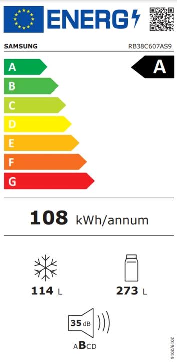 Energie-Label Samsung RB38C607AS9 (387 l)
