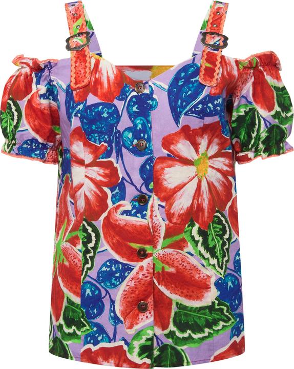 Produktbild Ulla Popken Trachtenbluse, Leinenmix, Spitze, zum Knöpfen, Halbarm (46, 48)