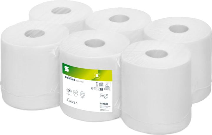 Actual product image Wepa Towel roll comfort Dimensions: 19.5 cm x 35 cm x 138 m (W x H x L) Material of the paper towel: (6 x)