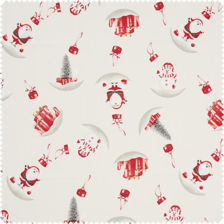 Produktbild VBS Motiv-Stoff Leinenoptik mit Golddruck "Snowman and Santa", 140 cm breit, Meterware