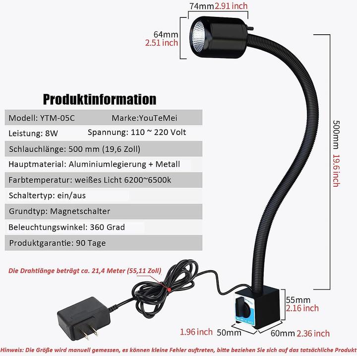 Actual product image YouTeMei Machine lamp with magnetic base (1400 lm)