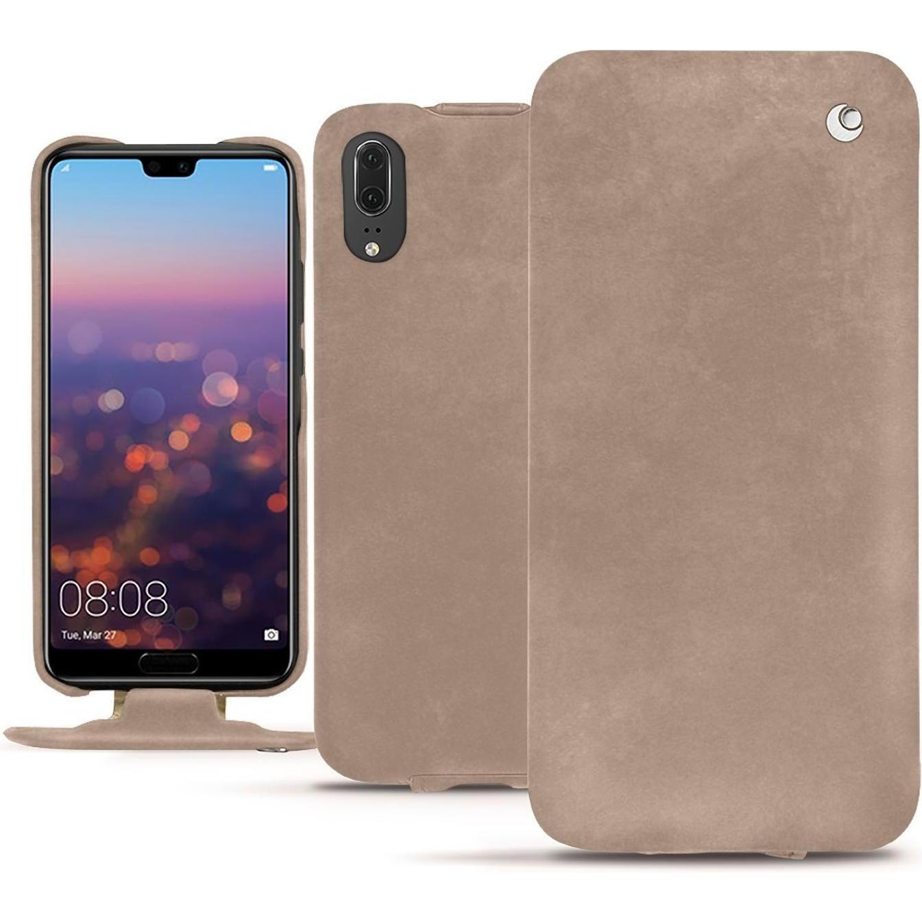 Noreve Lederschutzhülle vertikal (Huawei P20), Smartphone Hülle, Beige