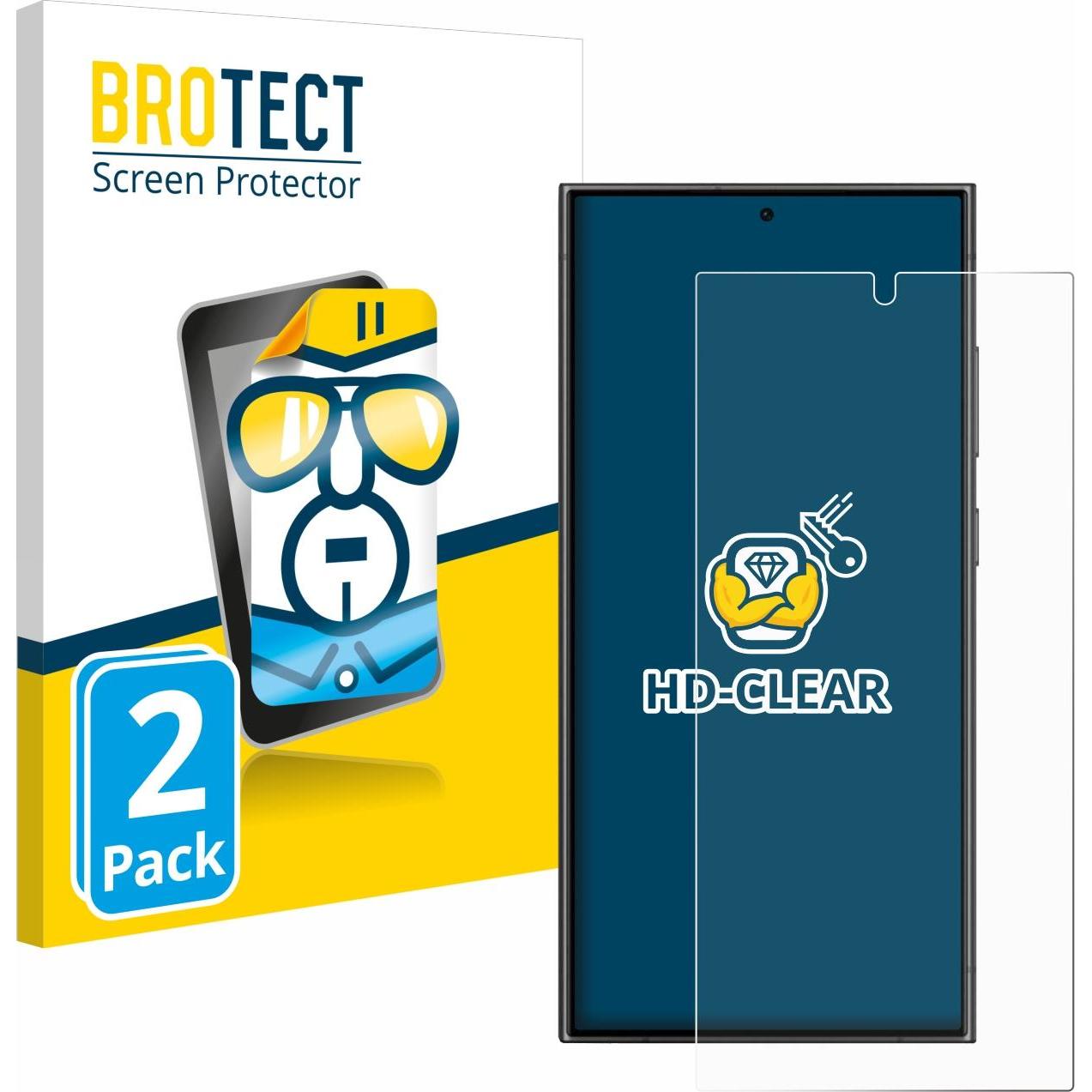 BROTECT Schutzfolie Displayschutz Klar (2 Stück, Samsung Galaxy S24 Ultra), Smartphone Schutzfolie, Transparent