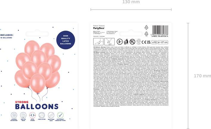 Produktbild Partydeco Strong Balloons 27cm, Metallic Rose Gold (1 pkt / 10 pc.) (10 x)