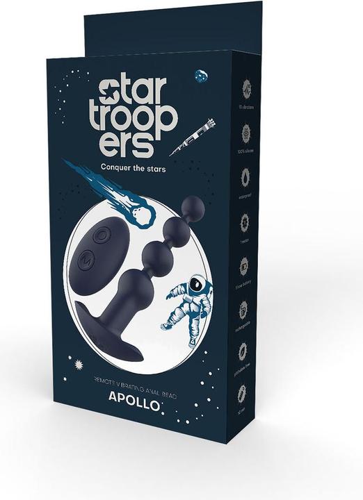 Actual product image Dreamtoys Dream Toys Startroopers Apollo Remote Vibrating Anal Bead Blue One Size
