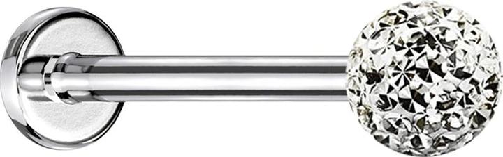 Immagine prodotto Star Piercing Micro Labret in argento con sfera di cristallo in argento e strato protettivo epossidico (senza ottone, Acciaio chirurgico 316L)