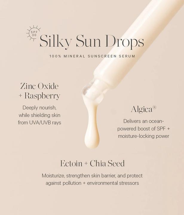Immagine prodotto Kora Organics Silky Sundrops Siero di protezione solare 100% minerale (Crema solare viso, SPF 30, 30 ml)