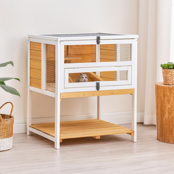 HTI-Living Erhöhter Kleintierkäfig aus Holz Nagerkäfig für Kaninchen, Meerschweinchen und Co.