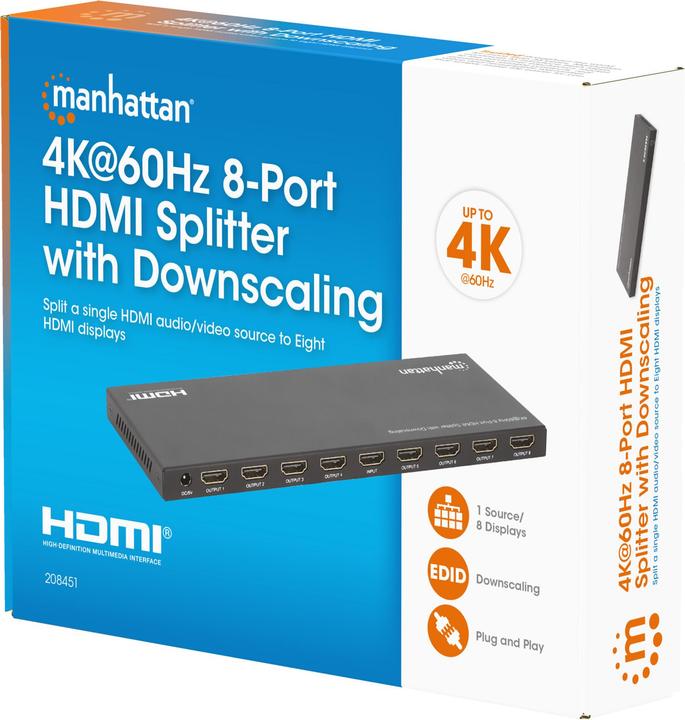 Actual product image Manhattan 4K@60Hz 8-Port HDMI-Splitter mit Downscaling