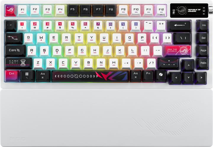 Actual product image ASUS Teclado ROG Azoth X 75% RGB White (US, Cable, Wireless)
