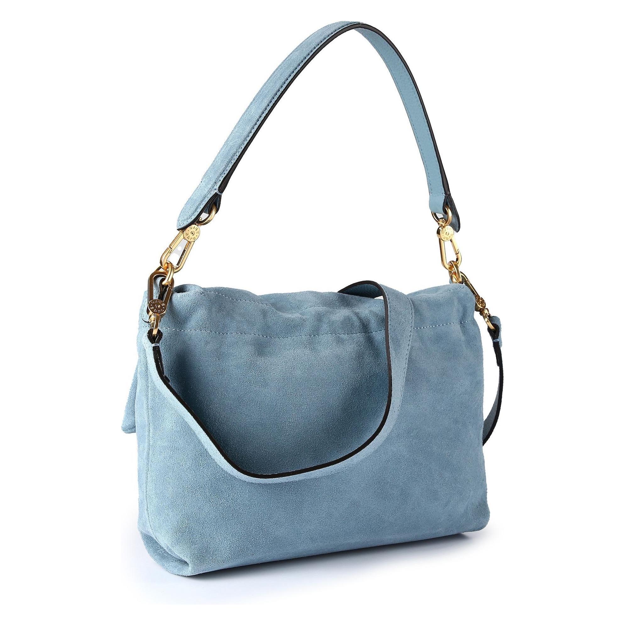 Abro, Damen, Handtasche, Temi Schultertasche Leder 26 Cm, Blau