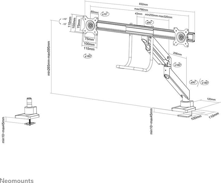Actual product image Neomounts NM-D775DXWHITE (Table, 32")
