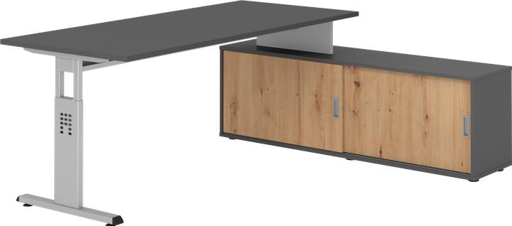 Image du produit Hammerbacher Schreibtischkombi 180x80cm, Graphit/Silber