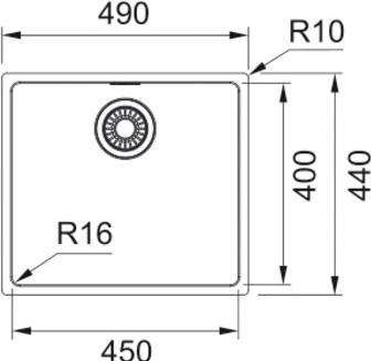 Actual product image Franke Spüle Maris MRX 110-45 CRNI (Undermount sink, 44 cm, 49 cm)