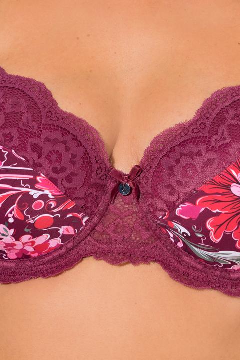 Actual product image Ulla Popken Floral Print Underwire Bra (90 E)