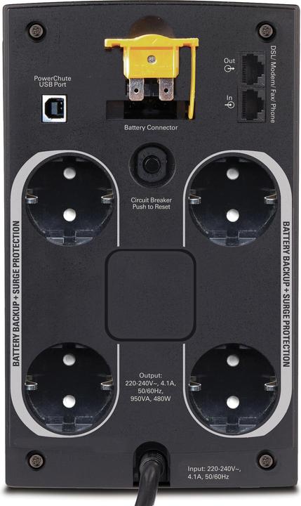 Produktbild APC Back-UPS AVR, IEC-Ausgänge (950 VA, 480 W, Line-Interaktiv USV)