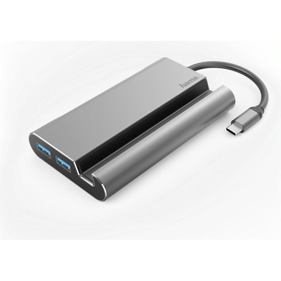 Hama 135764 (Thunderbolt, USB-C, USB-A, 7 Ports), Dockingstation + USB Hub, Grau