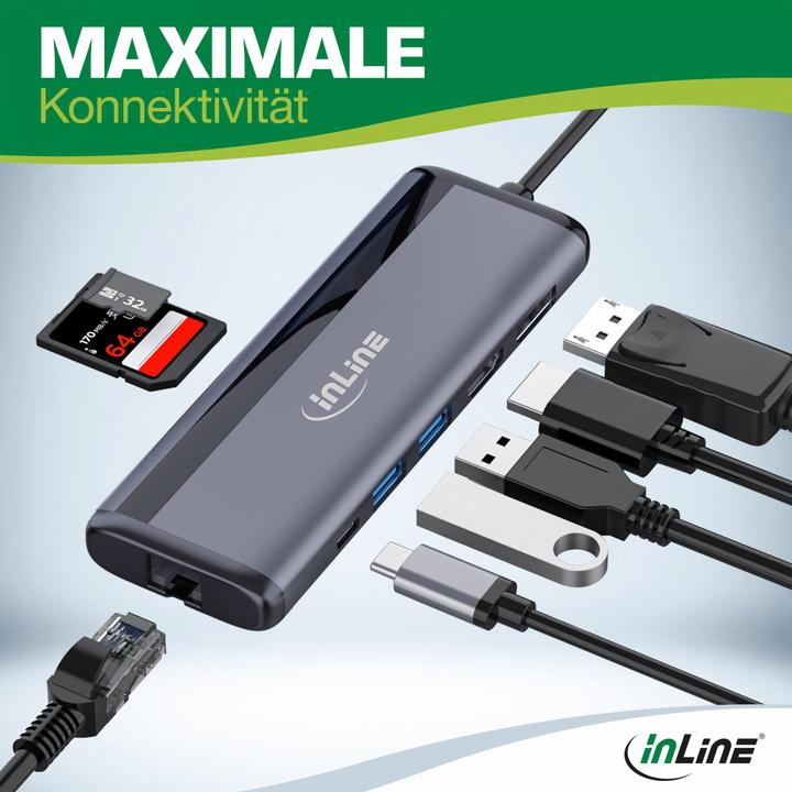 Actual product image InLine 8-in-1 USB-C multihub (USB-C, 5 ports)