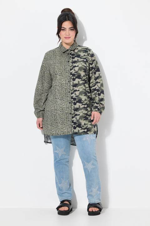 Image du produit Angel of Style Longbluse, Straight Fit, farbiger Leo und Camouflage (54)
