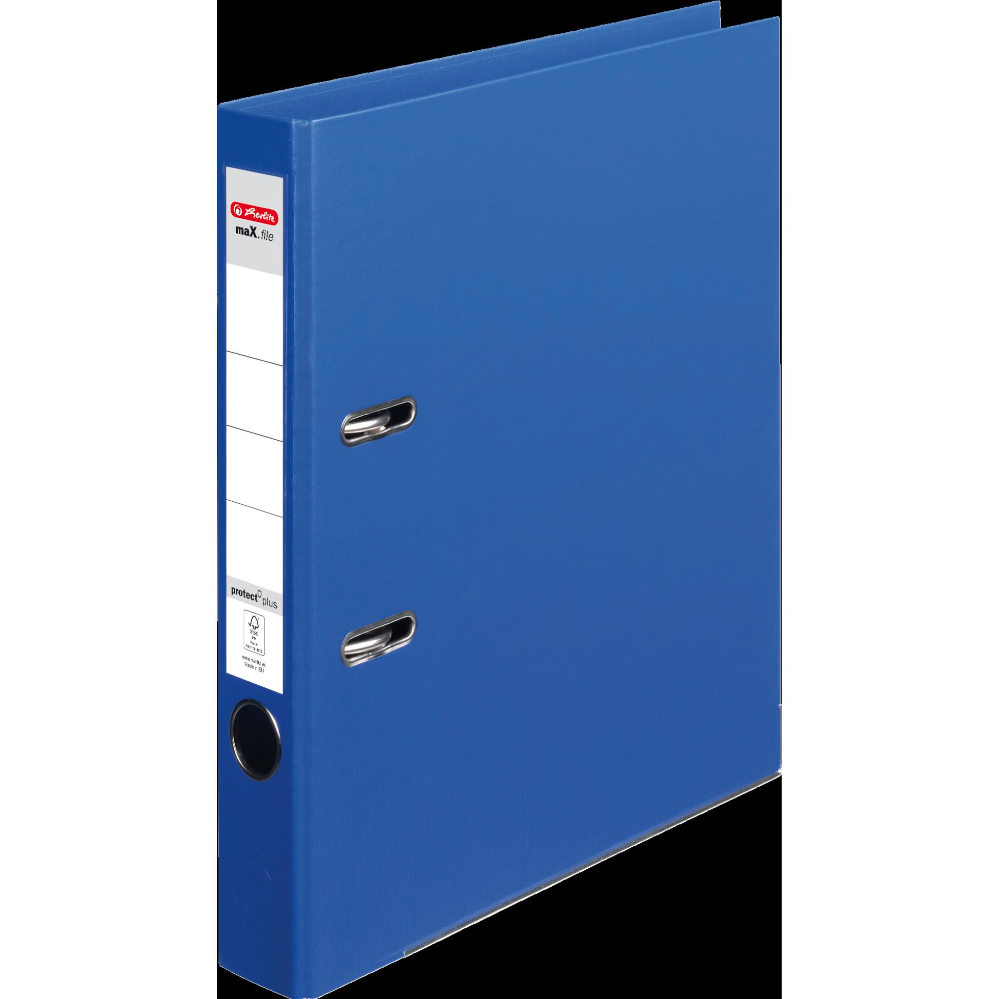 Herlitz, Ordner, Ordner maX.file protect plus, Rückenbr.: 50 mm, blau DIN A4, Voll-PP-Kunststoffbezug, Kantenschutz (A4,...