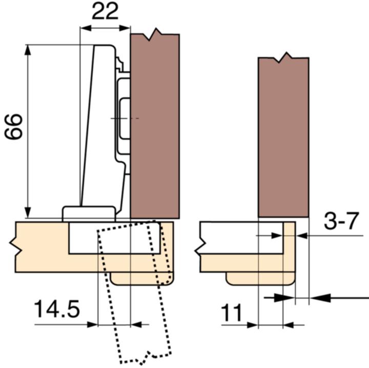 Produktbild Blum Topfbänder CLIP top BLUMOTION für Profiltüren, Eckband 95 °