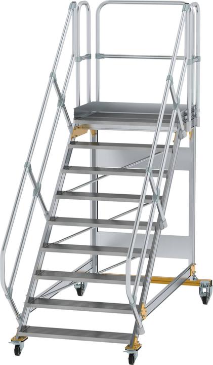 Produktbild Munk Plattformtreppe 45° fahrbar Stufenbreite 1000mm 9 Stufen Aluminium geriffelt (Plattformleiter, 100 cm)