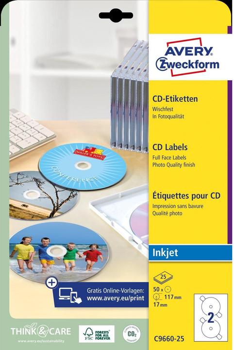 Produktbild Avery CD-Etiketten SuperSize