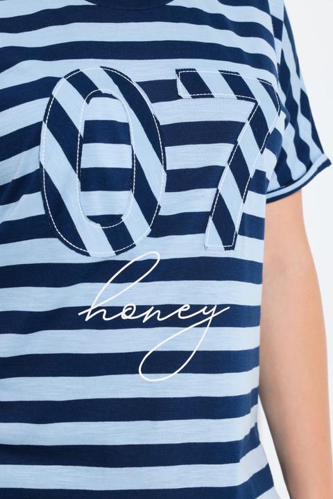 Actual product image Ulla Popken Patchwork Striped Graphic Tee (62)
