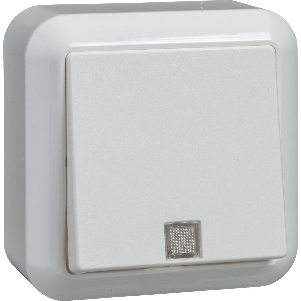 ELSO Pulsante 10A illuminato CONTURA terminale a innesto bianco puro, Pulsante + Interruttore, Bianco