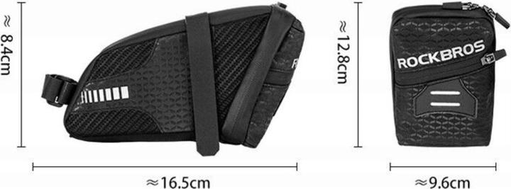 Productafbeelding Rockbros C29-BK waterdichte fietstas voor onder het zadel - zwart (1.50 l, Zadeltas)