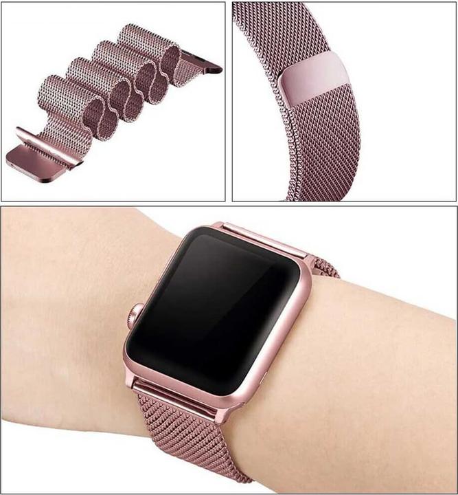 Produktbild PhoneLook Mailänder Stahlarmband rosa 38mm / 40mm / 41mm (41 mm, 38 mm, 40 mm, Aluminium)