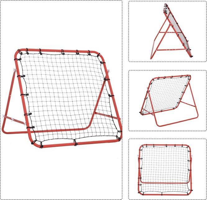 Actual product image Swisshandel24 Rebounder Football Rebound wall Goal Net for football Adjustable angle Red+Black 96 x 80 x 96