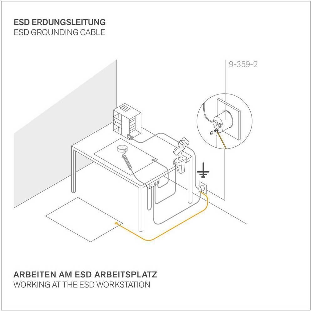 Thumbnail - Bernstein, Zubehör Arbeitsschutz, ESD Erdungsleitung 1 MOhm, 1800mm 1DK 10mm und Öse 4mm (Statikschutz)