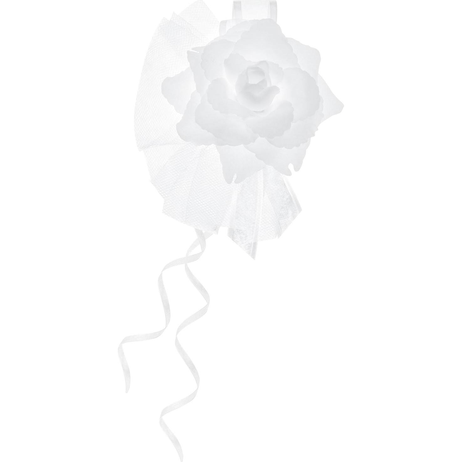 Partydeco Partyaccessoire Autodekoration Rose 14 cm, 4 Stk, Weiss